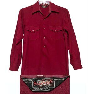 Vintage 50s Woolrich Chamois Shirt L Western Point Pockets Chore 100% Wool USA